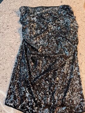 Donna Karen Black Sequin Shimmer Skirt Size Medium